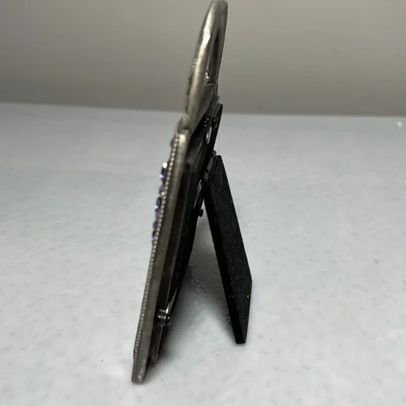 Vintage Metal with Purple Rhinestones Purse Shaped Picture Frame - Picture 5 of 6